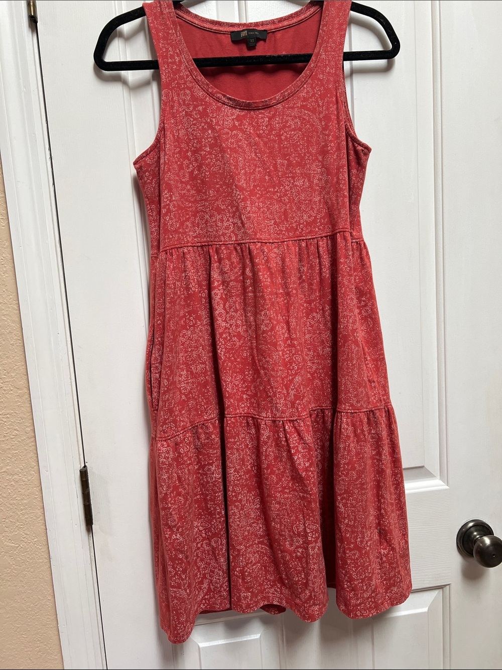 Frye Tiered Cotton Sleeveless Dress,XS